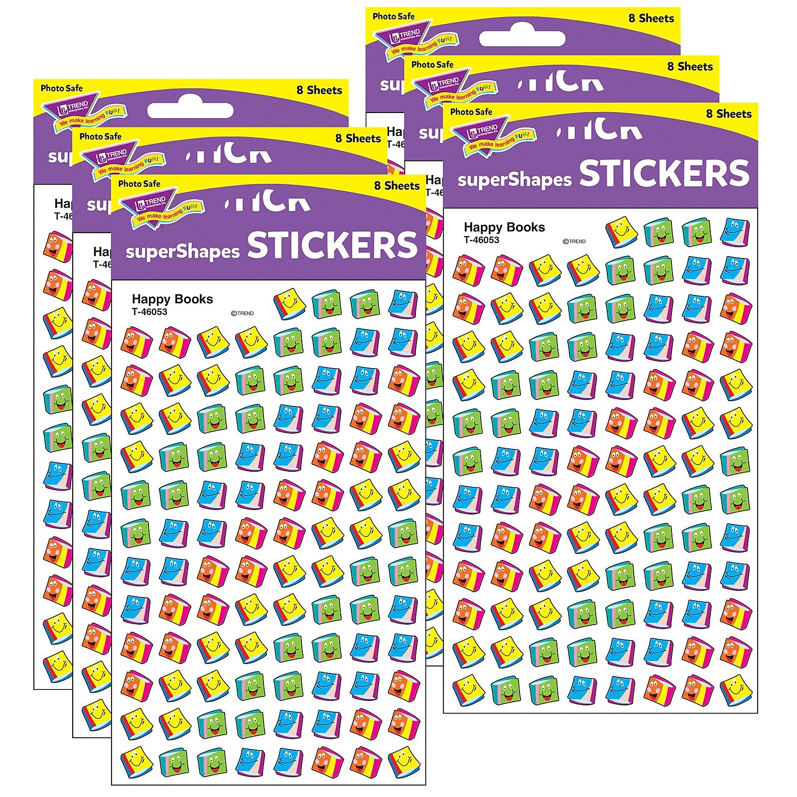 TREND Happy Books superShapes Stickers, 800 Per Pack, 6 Packs (T-46053-6)