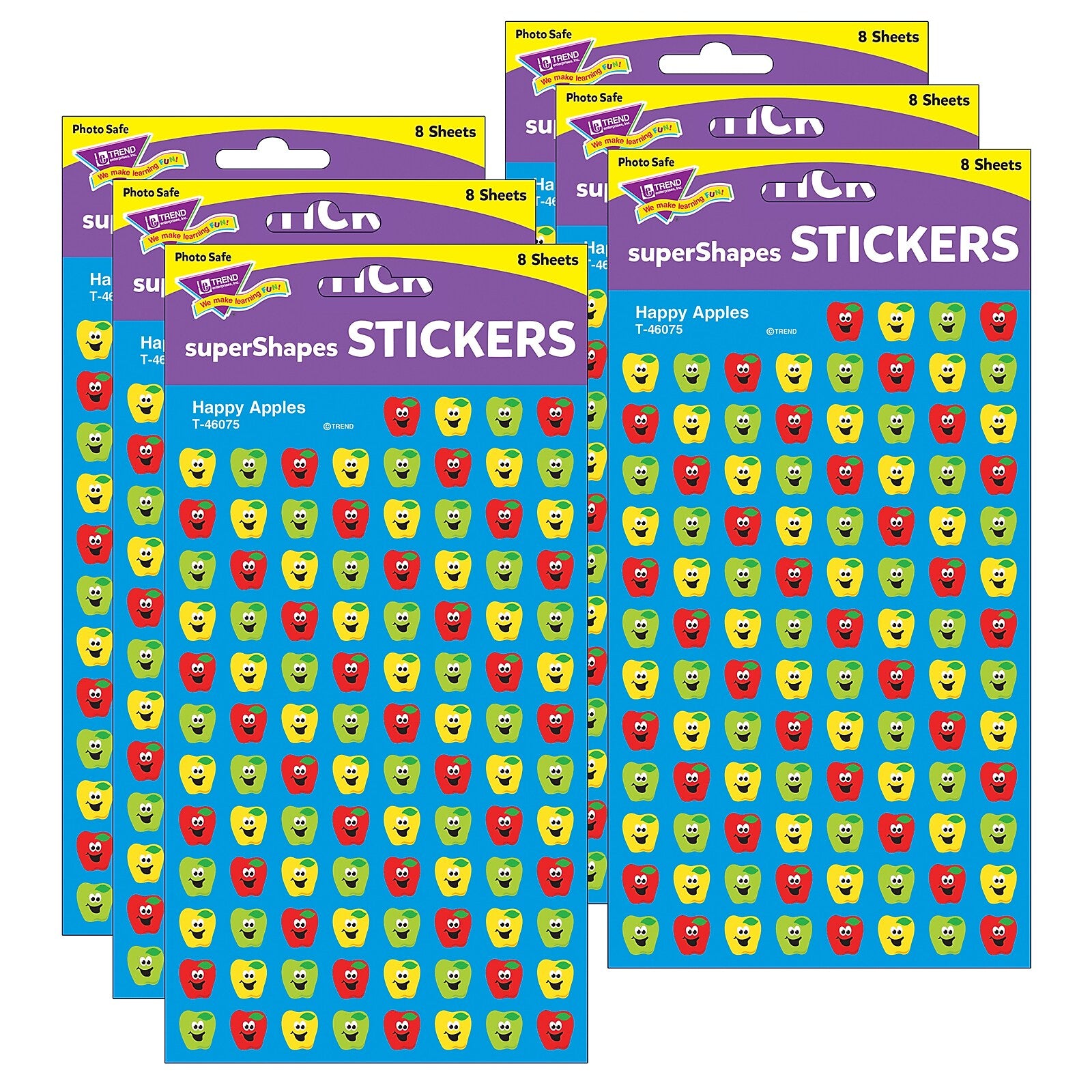 TREND Happy Apples superShapes Stickers, 800 Per Pack, 6 Packs (T-46075-6)