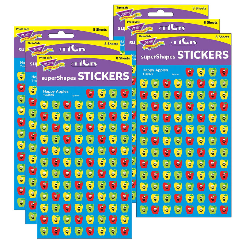 TREND Happy Apples superShapes Stickers, 800 Per Pack, 6 Packs (T-46075-6)