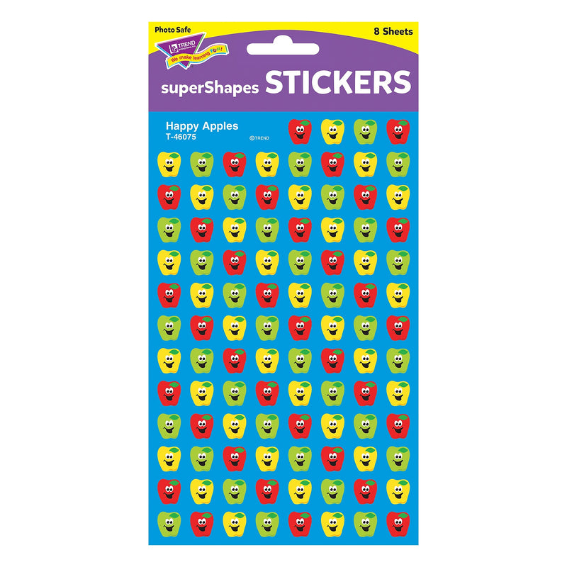 TREND Happy Apples superShapes Stickers, 800 Per Pack, 6 Packs (T-46075-6)