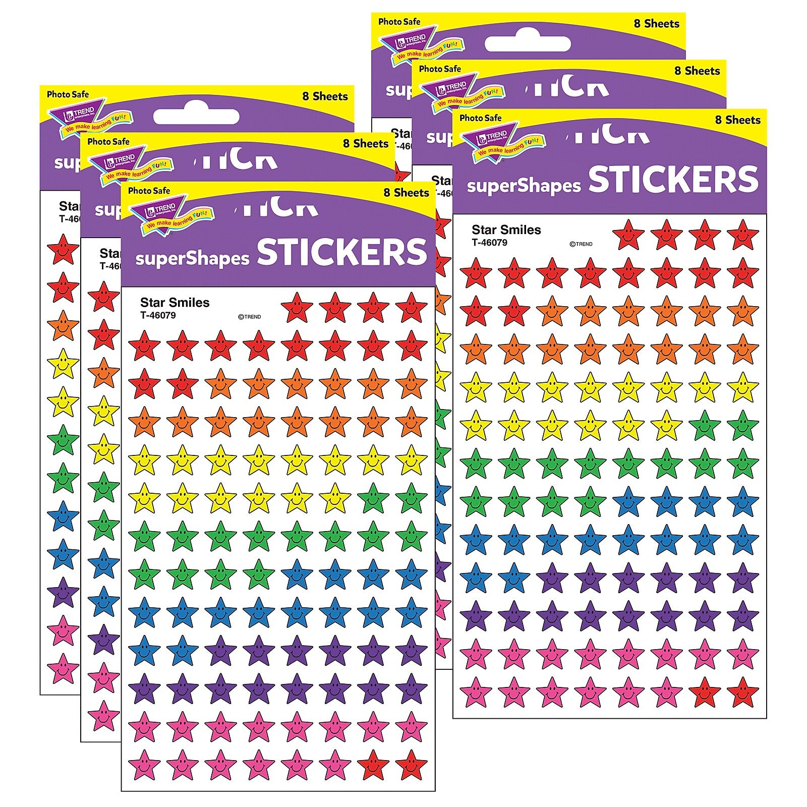 TREND Star Smiles superShapes Stickers, 800 Per Pack, 6 Packs (T-46079-6)