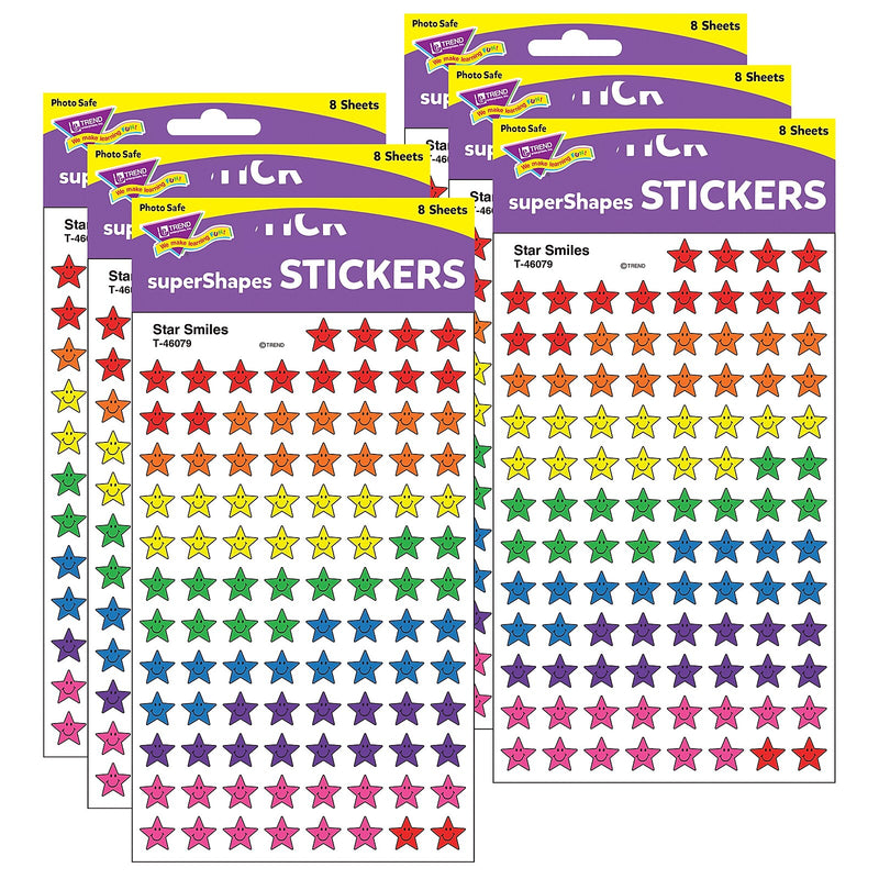 TREND Star Smiles superShapes Stickers, 800 Per Pack, 6 Packs (T-46079-6)