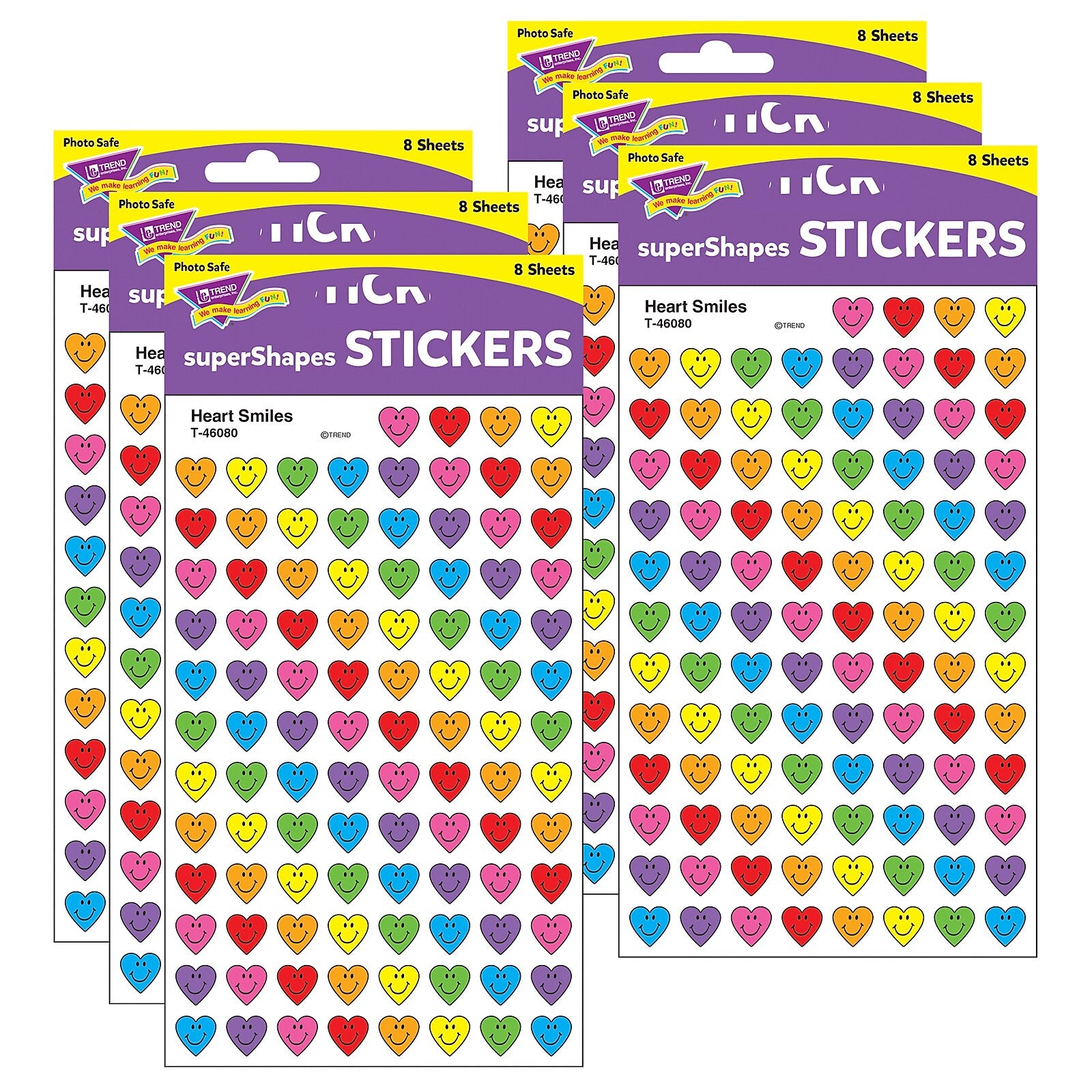 TREND Heart Smiles superShapes Stickers, 800 Per Pack, 6 Packs (T-46080-6)