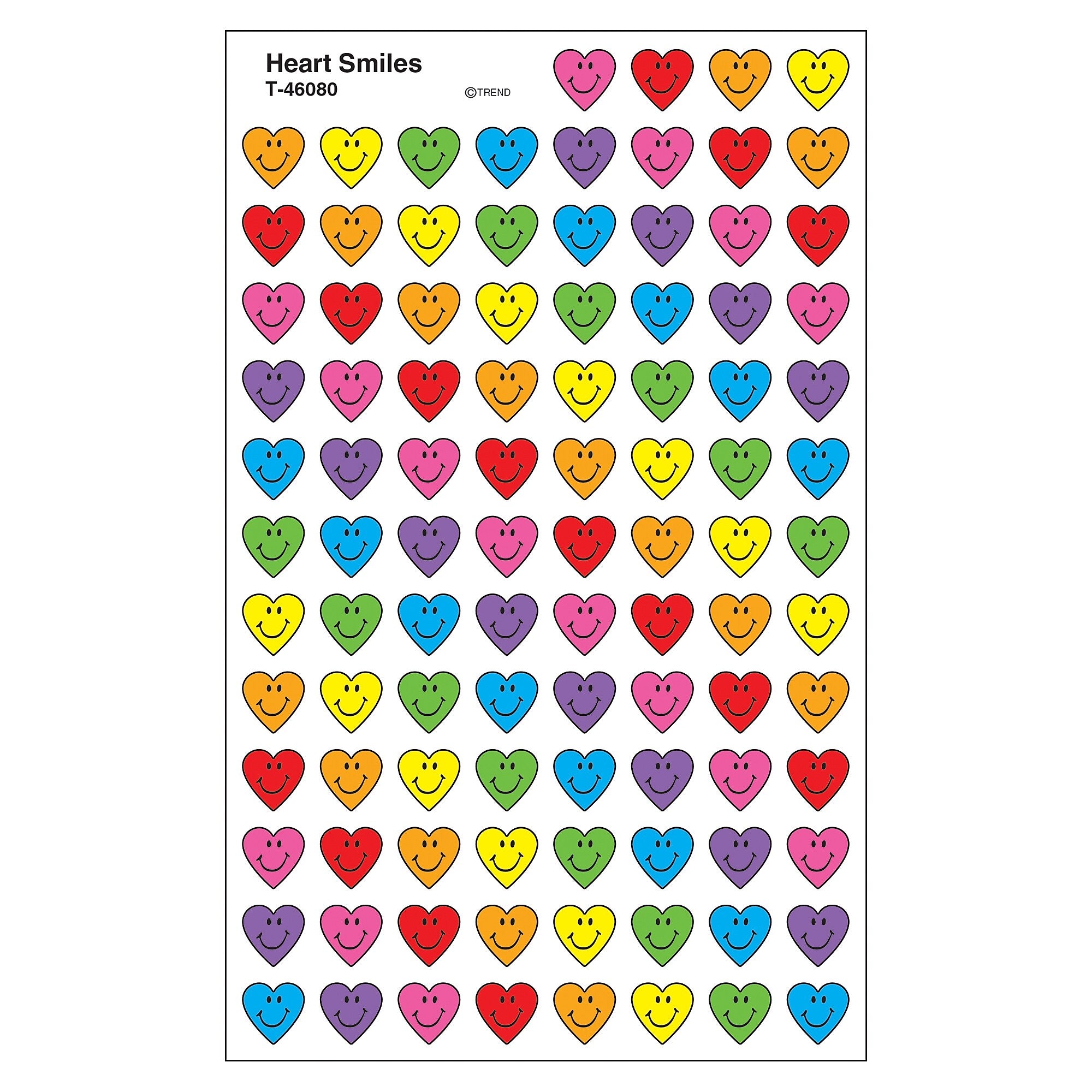 TREND Heart Smiles superShapes Stickers, 800 Per Pack, 6 Packs (T-46080-6)