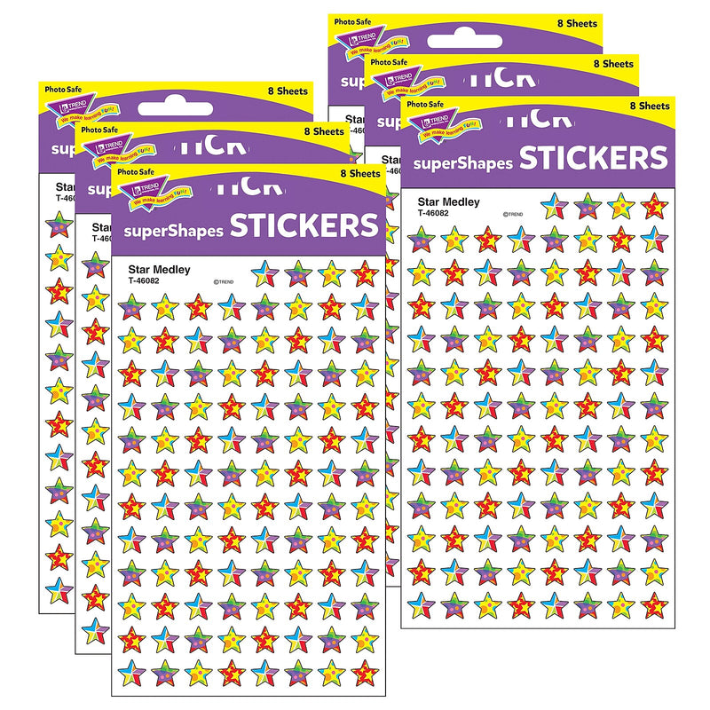 TREND Star Medley superShapes Stickers, 800 Per Pack, 6 Packs (T-46082-6)