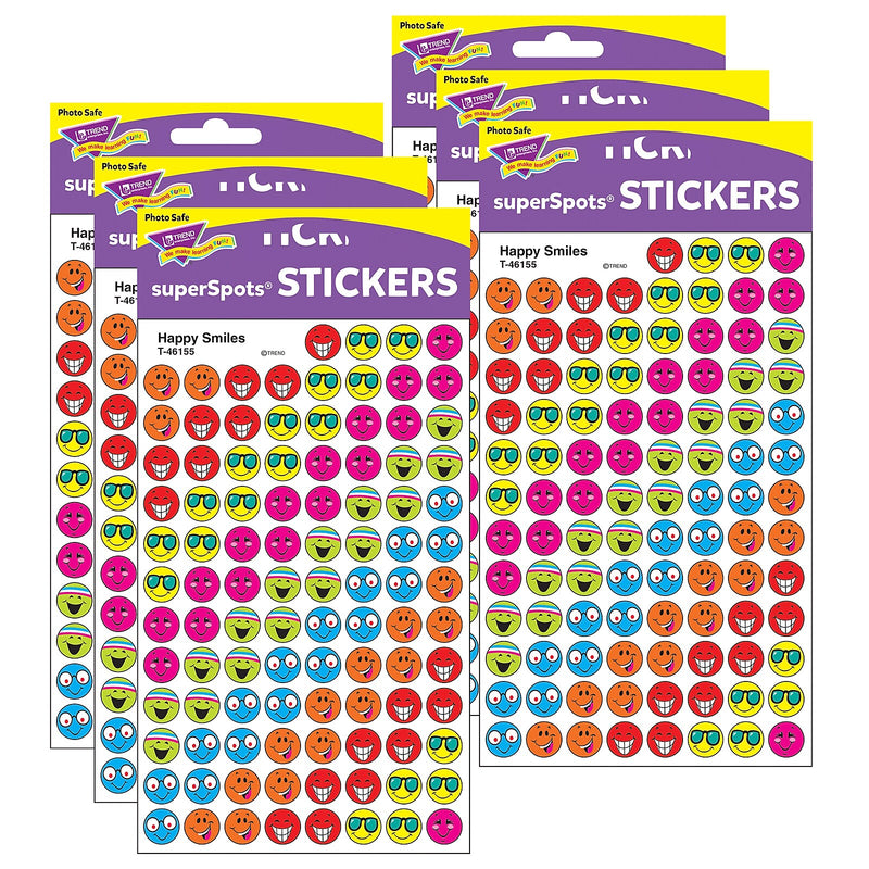 TREND Happy Smiles superSpots Stickers, 800 Per Pack, 6 Packs (T-46155-6)