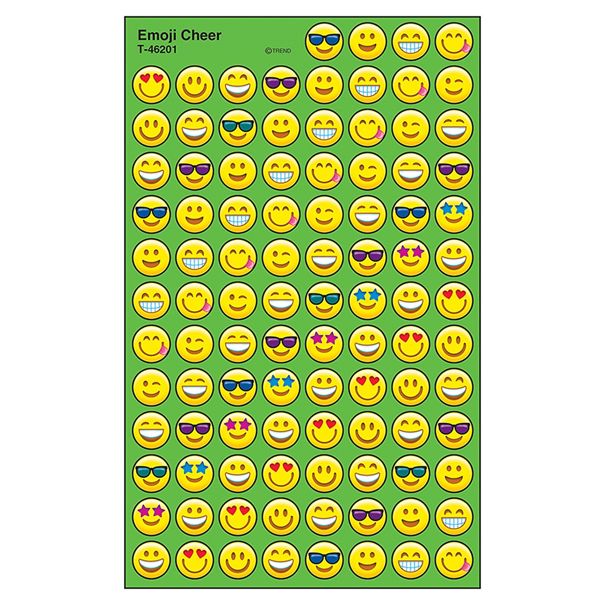 TREND Emoji Cheer superSpots® Stickers, Yellow, 800/Pack, 6 Packs (T-46201-6)
