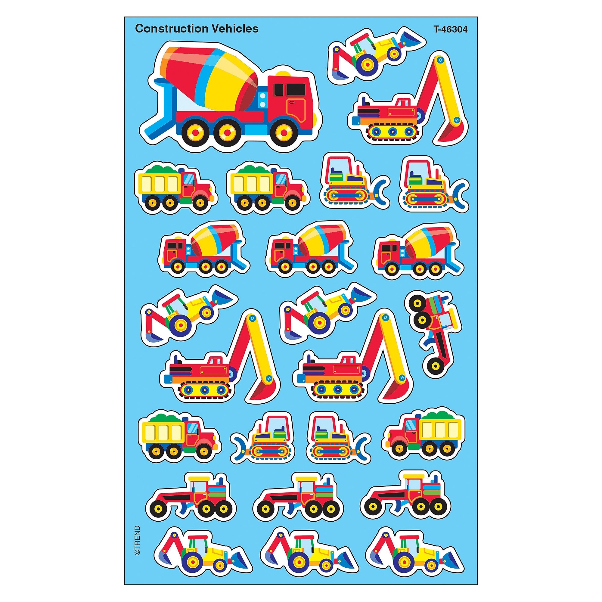 TREND Construction Vehicles superShapes Stickers-Large, 200 Per Pack, 6 Packs (T-46304-6)