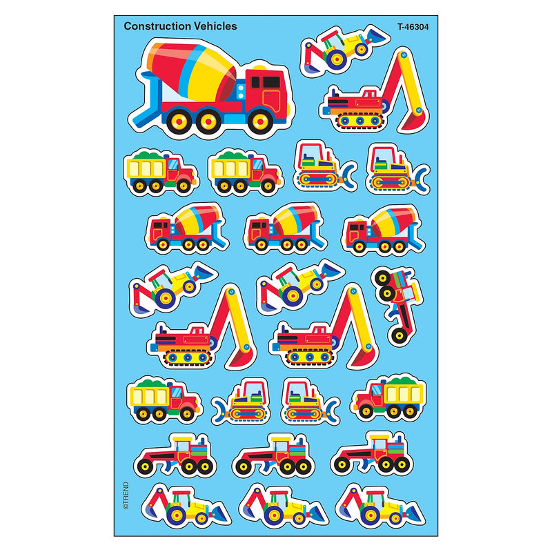 TREND Construction Vehicles superShapes Stickers-Large, 200 Per Pack, 6 Packs (T-46304-6)