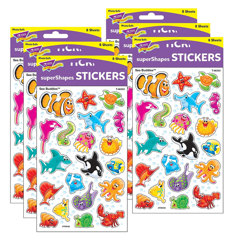 TREND Sea Buddies™ superShapes Stickers-Large, 160 Per Pack, 6 Packs (T-46333-6)