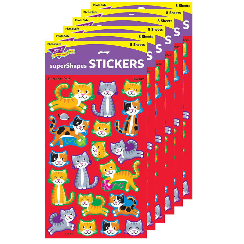 TREND Purr-fect Pets superShapes Stickers-Large, 144/Pack, 6 Packs (T-46342-6)