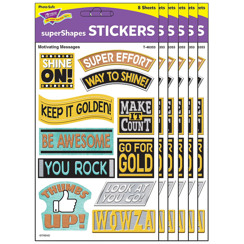 TREND I ♥ Metal Motivating Messages superShapes Stickers, Large, Assorted Colors, 88/Pack, 6 Packs (T-46353-6)