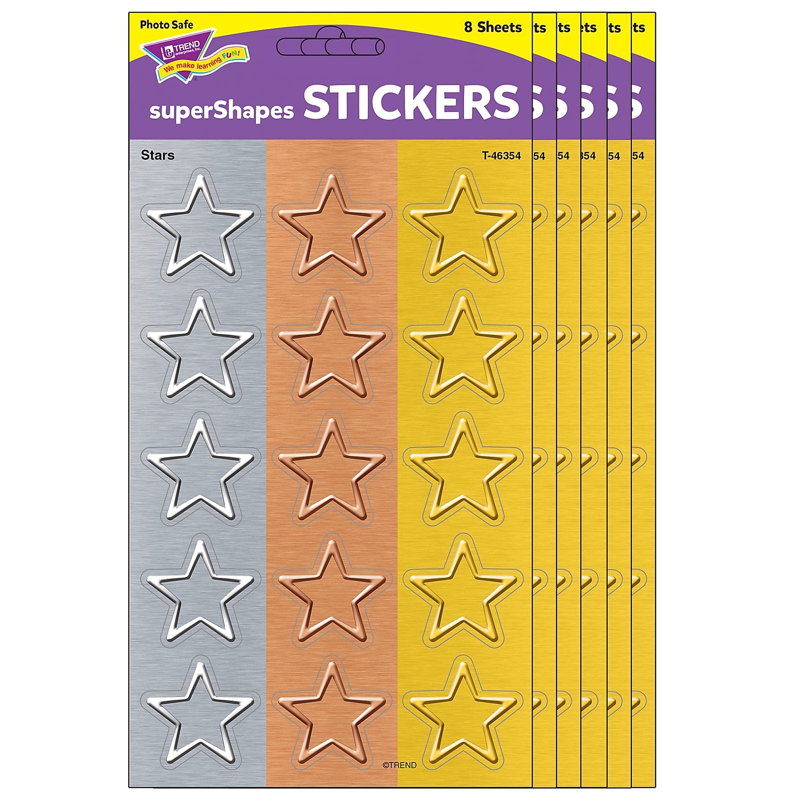 TREND I ♥ Metal Stars superShapes Stickers, Large, Assorted Colors, 120/Pack, 6 Packs (T-46354-6)
