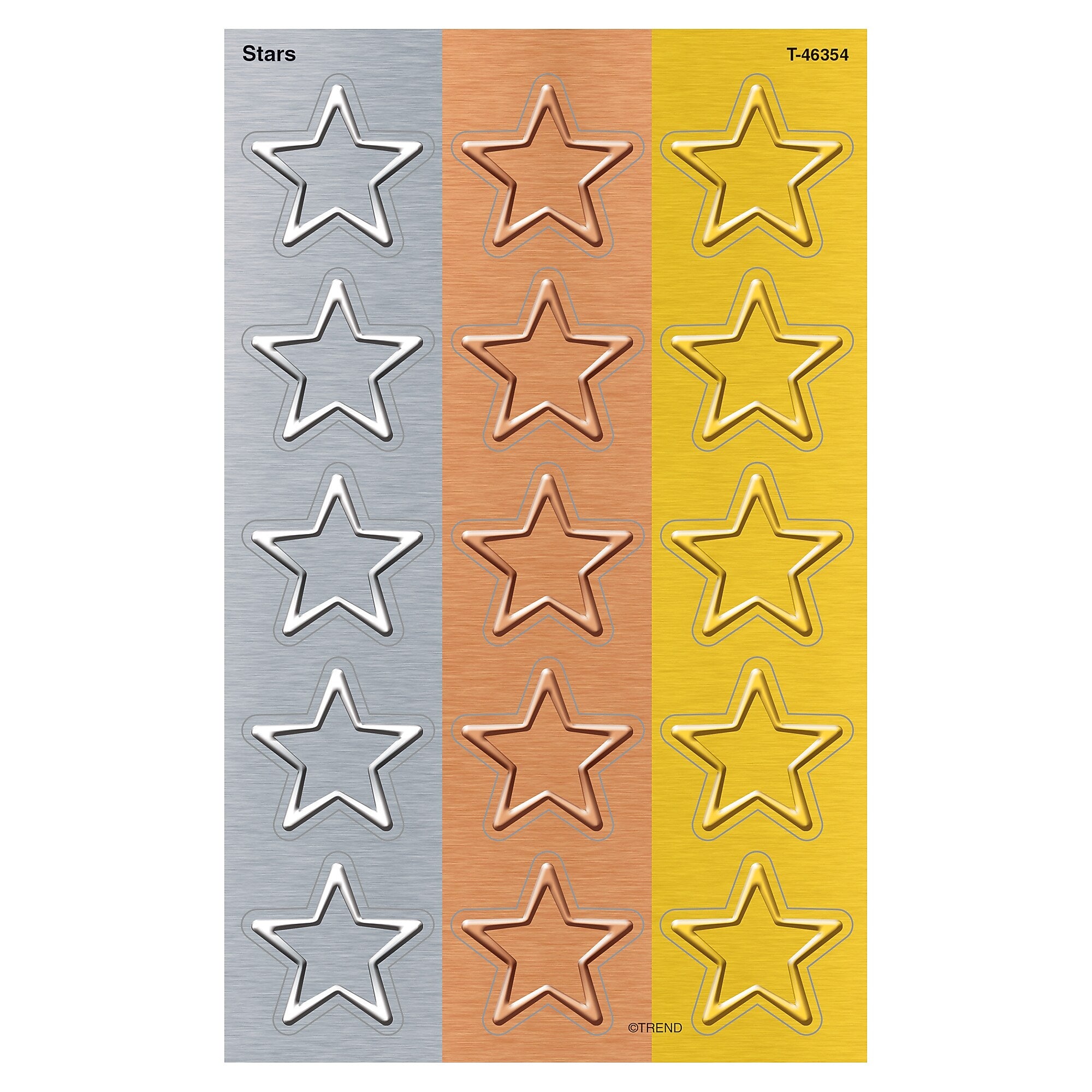 TREND I ♥ Metal Stars superShapes Stickers, Large, Assorted Colors, 120/Pack, 6 Packs (T-46354-6)