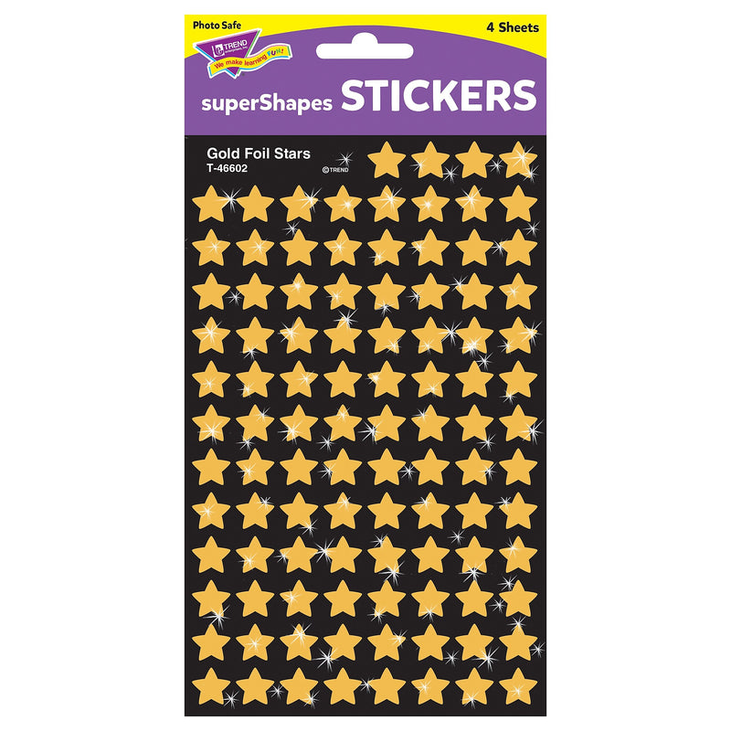 TREND Gold Foil Stars superShapes Stickers, 400 Per Pack, 6 Packs (T-46602-6)