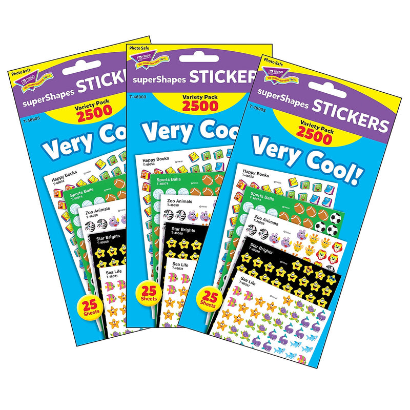 TREND Very Cool! superShapes Stickers Variety Pack, 2500 Per Pack, 3 Packs (T-46903-3)
