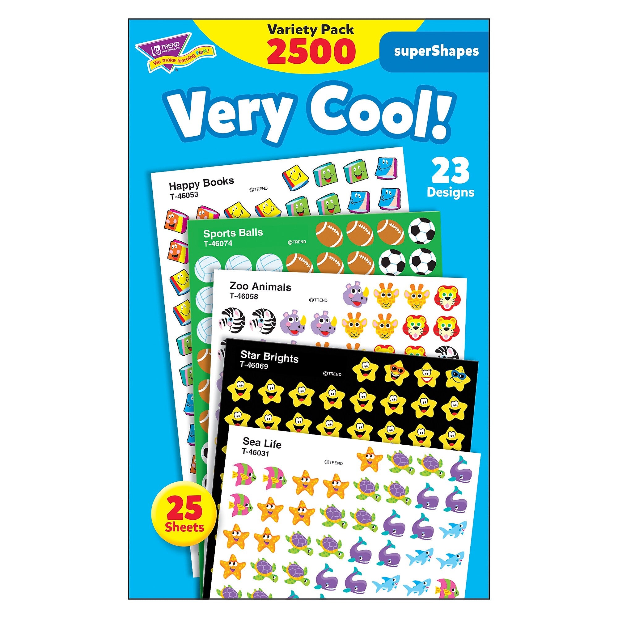 TREND Very Cool! superShapes Stickers Variety Pack, 2500 Per Pack, 3 Packs (T-46903-3)