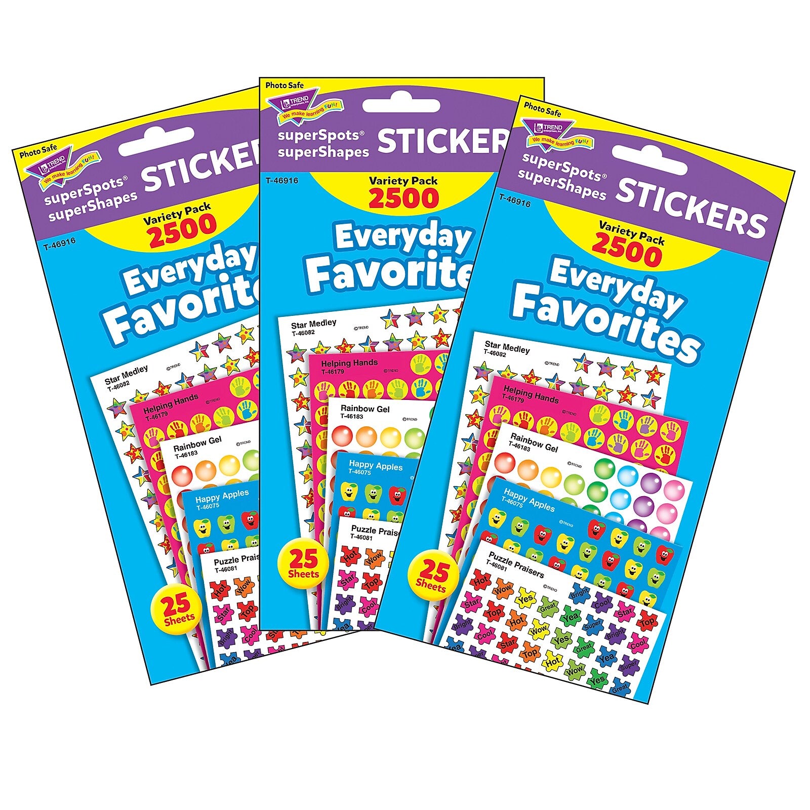 TREND Everyday Favorites superSpots®/superShapes Variety Pack, 2500 Per Pack, 3 Packs (T-46916-3)