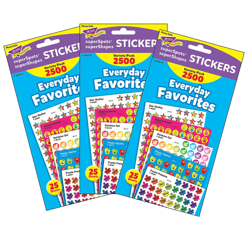 TREND Everyday Favorites superSpots®/superShapes Variety Pack, 2500 Per Pack, 3 Packs (T-46916-3)