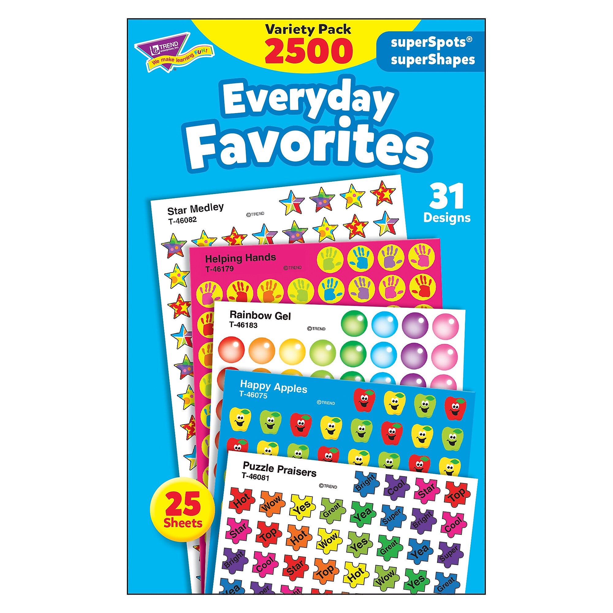 TREND Everyday Favorites superSpots®/superShapes Variety Pack, 2500 Per Pack, 3 Packs (T-46916-3)