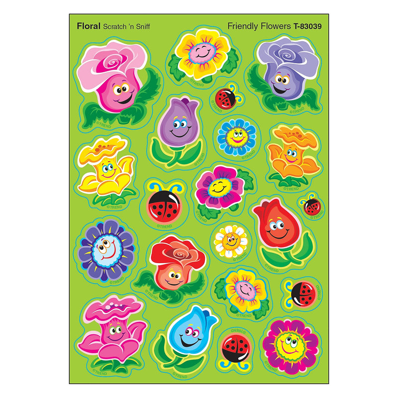 TREND Floral Mixed Shapes Stinky Stickers® Friendly Flowers, 84/Pack, 6 Packs (T-83039-6)