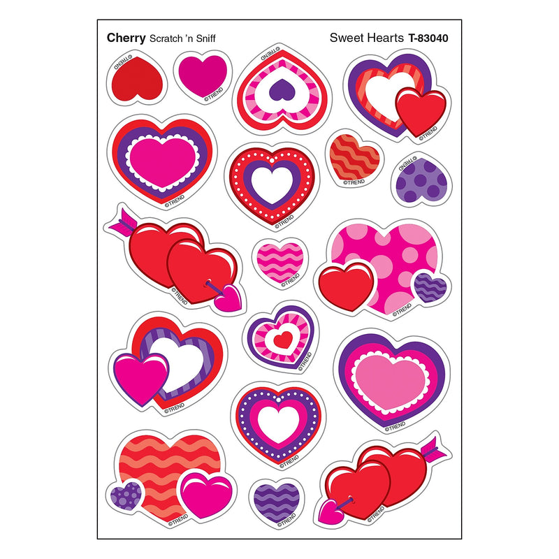 TREND Cherry Mixed Shapes Stinky Stickers® Sweet Hearts, 72/Pack, 6 Packs (T-83040-6)