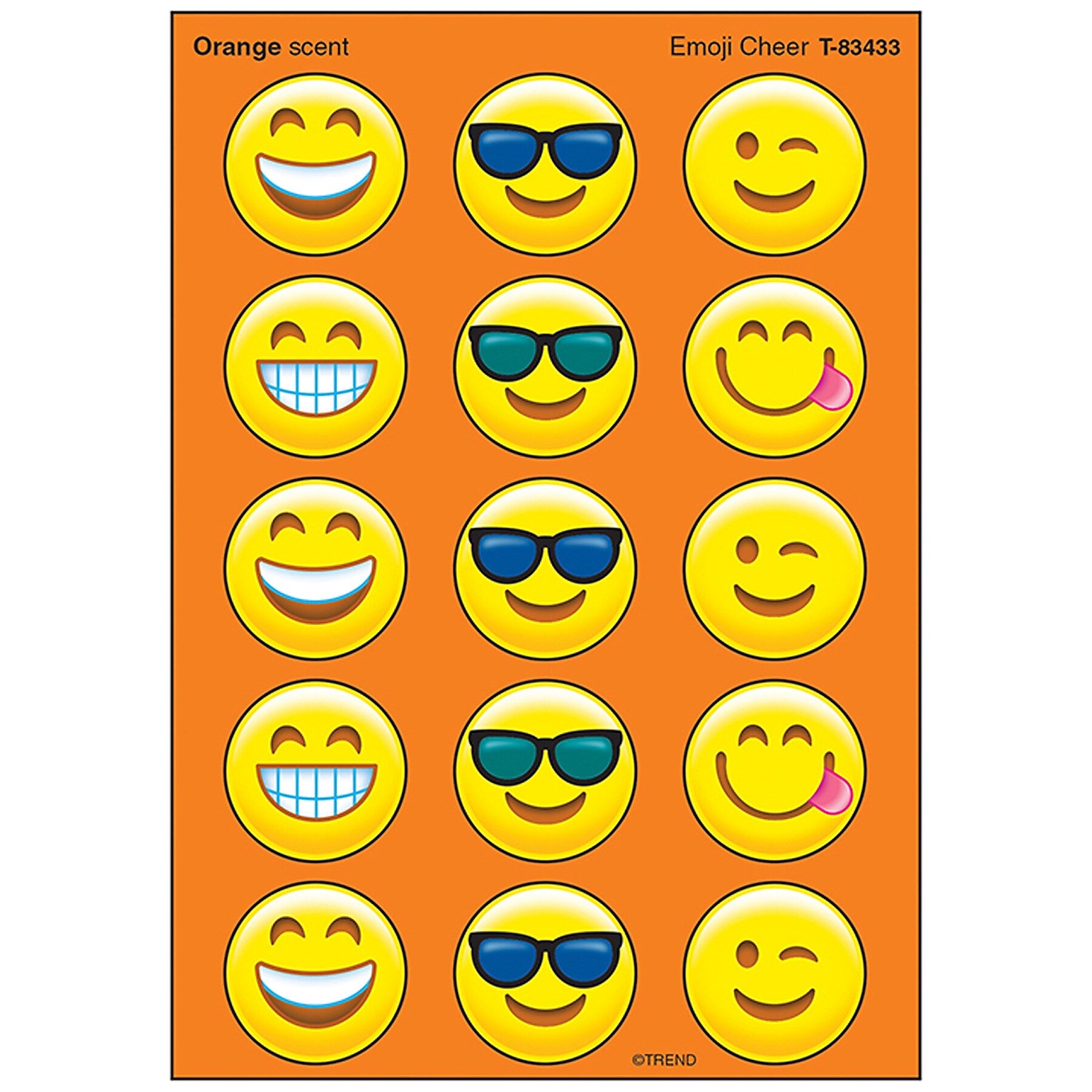 TREND Orange Stinky Stickers® Emoji Cheer, 60/Pack, 6 Packs (T-83433-6)