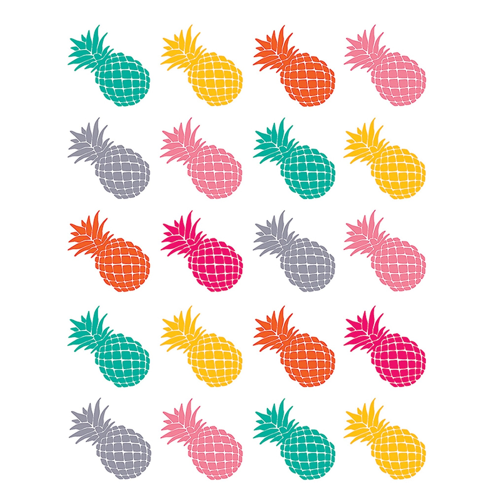 Teacher Created Resources Tropical Punch Pineapples Stickers, Assorted Colors, 120/Pack, 12 Packs/Bundle (TCR2158-12)