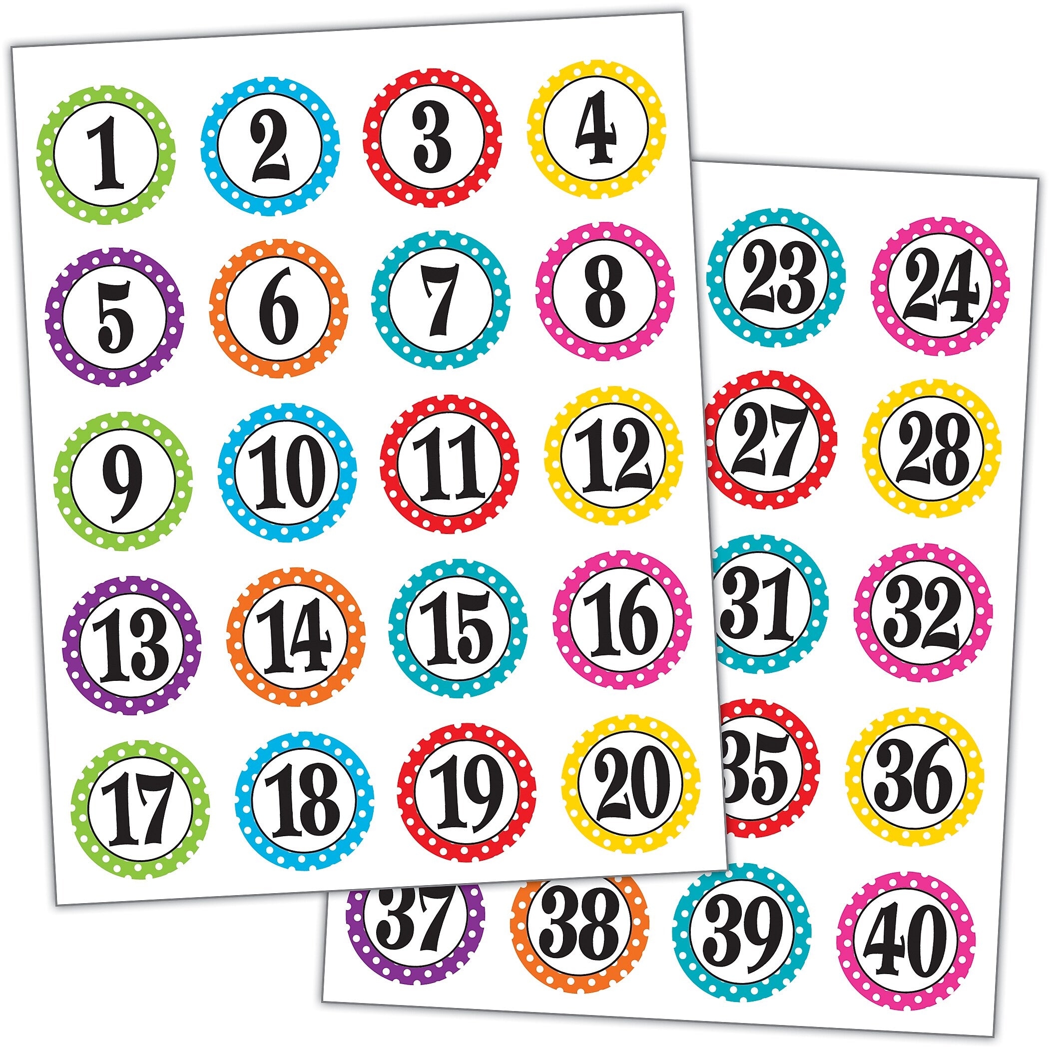 Teacher Created Resources Polka Dots Numbers Stickers, Pola Dots, 120/Pack, 6 Packs/Bundle (TCR3567-6)