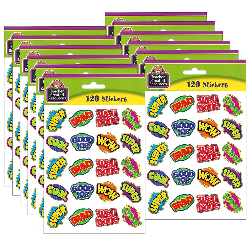 Teacher Created Resources Positive Words Stickers, 120 Per Pack, 12 Packs (TCR5206-12)