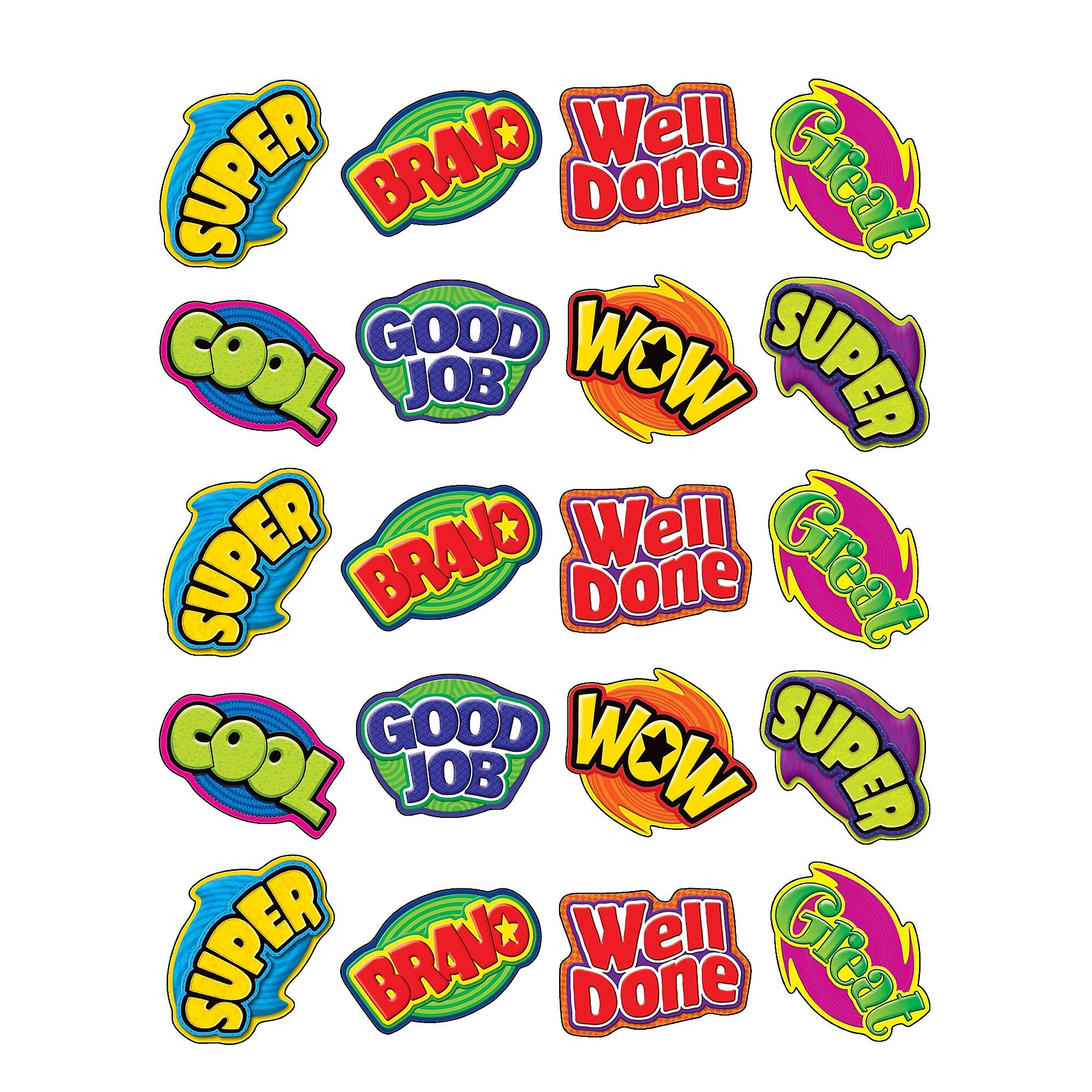 Teacher Created Resources Positive Words Stickers, 120 Per Pack, 12 Packs (TCR5206-12)
