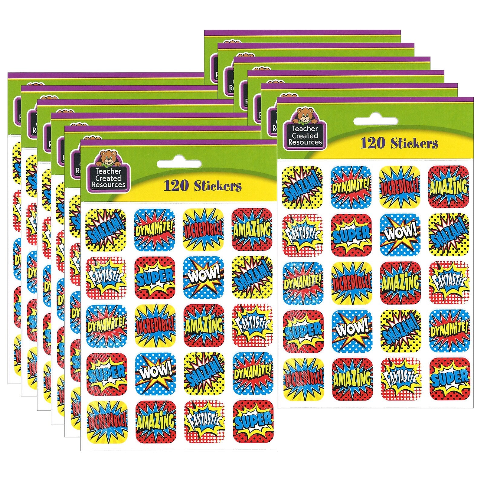 Teacher Created Resources Superhero Stickers, 1", 120 Per Pack, 12 Packs (TCR5570-12)