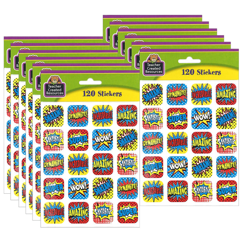 Teacher Created Resources Superhero Stickers, 1", 120 Per Pack, 12 Packs (TCR5570-12)