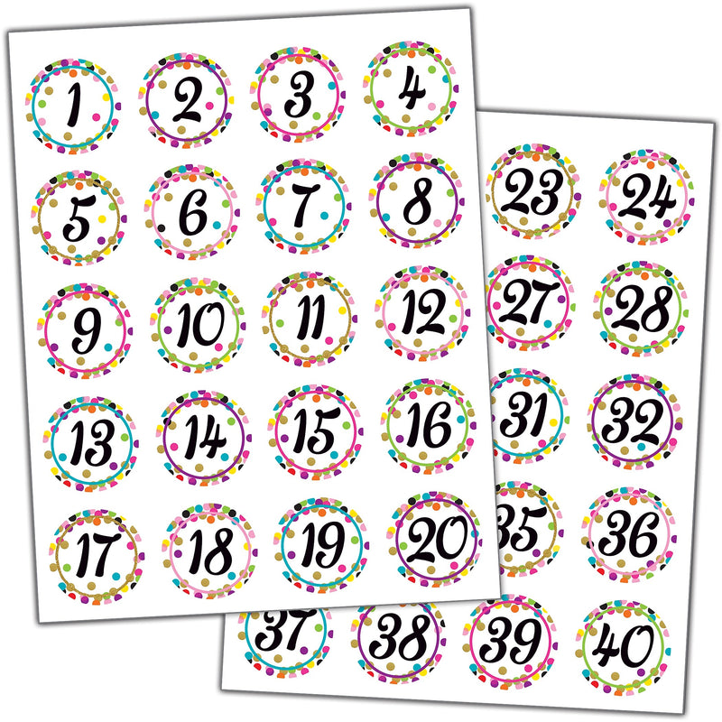 Teacher Created Resources Confetti Numbers Stickers, 120 Per Pack, 6 Packs (TCR5574-6)