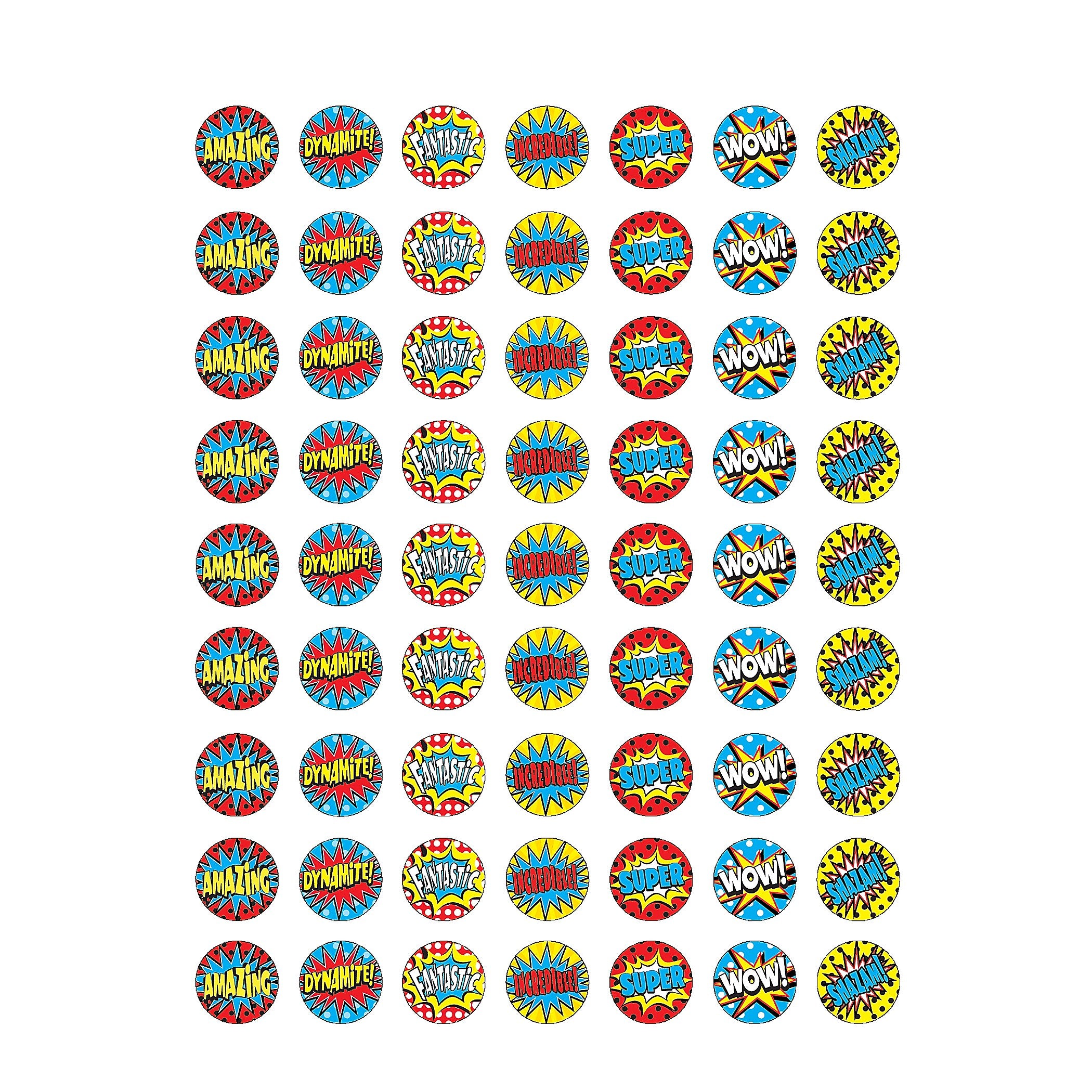 Teacher Created Resources Superhero Mini Stickers, 0.5", 378 Per Pack, 12 Packs (TCR5642-12)