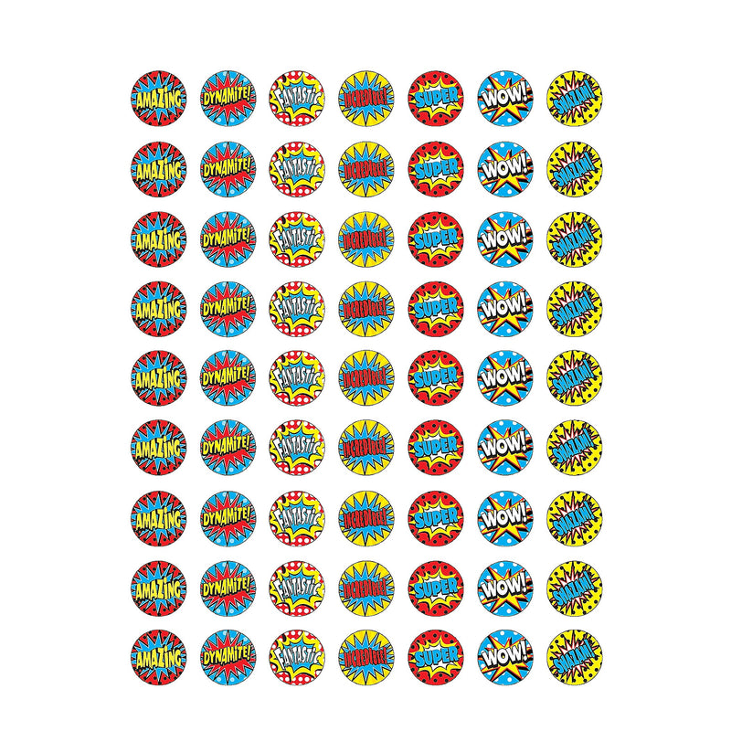 Teacher Created Resources Superhero Mini Stickers, 0.5", 378 Per Pack, 12 Packs (TCR5642-12)