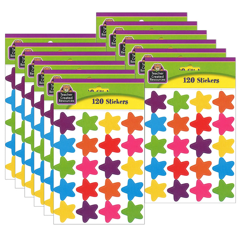 Teacher Created Resources Bright Stars Stickers (die cut star shape), 120 Per Pack, 12 Packs (TCR5796-12)