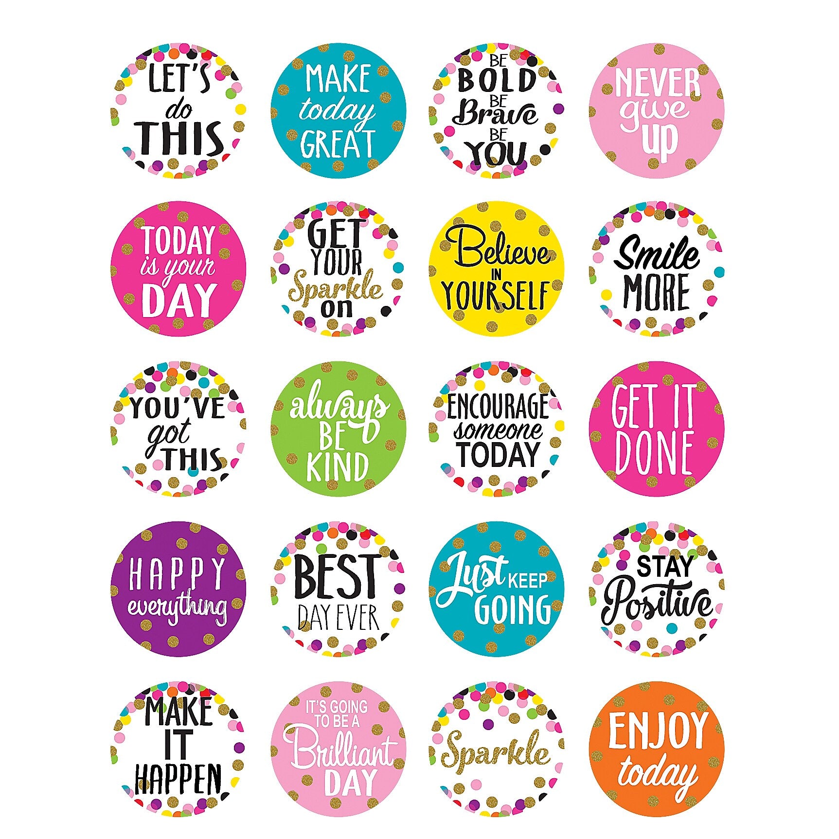 Teacher Created Resources Confetti Words to Inspire Stickers, 120 Stickers Per Pack, 12 Packs (TCR5909-12)