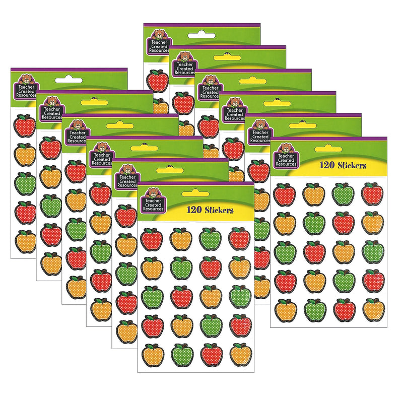 Teacher Created Resources Dotty Apples Stickers, Assorted Colors, 120/Pack, 12 Packs/Bundle (TCR5912-12)