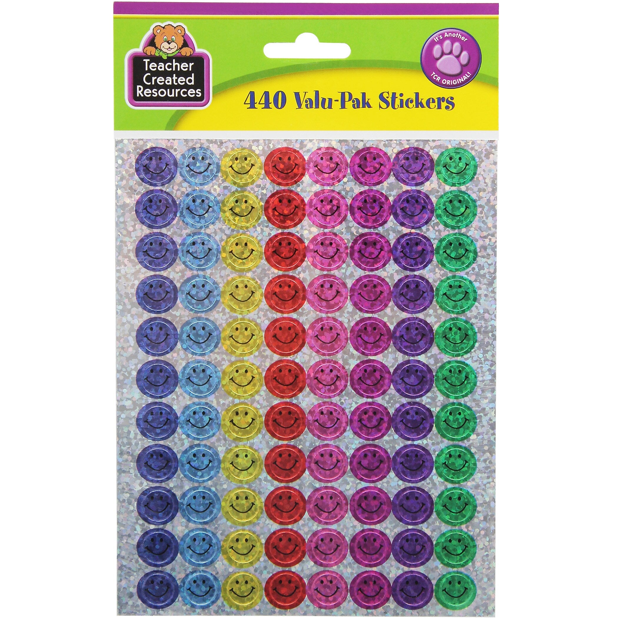 Teacher Created Resources® Mini Happy Face Sparkle Stickers Valu-Pak, 440/Pack, 6 Packs (TCR6631-6)