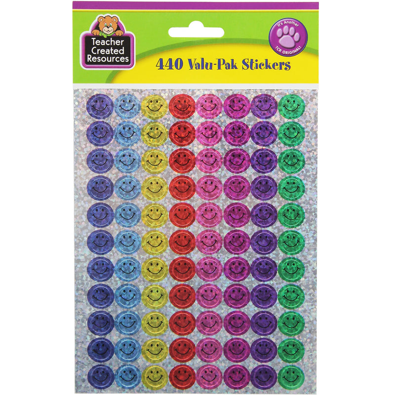Teacher Created Resources® Mini Happy Face Sparkle Stickers Valu-Pak, 440/Pack, 6 Packs (TCR6631-6)