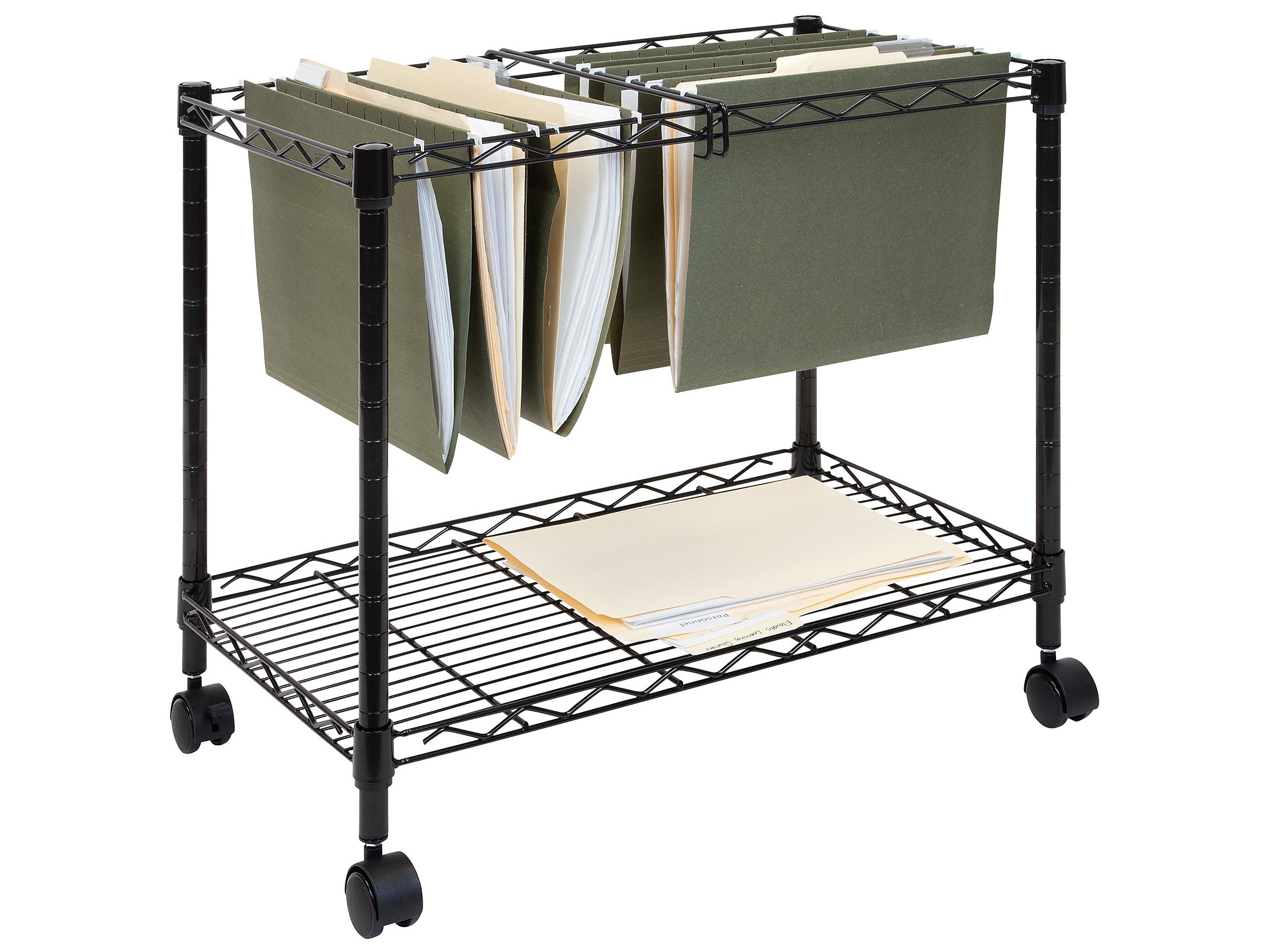 Mount-It! Metal Mobile File Cart with Dual Wheel, Black (MI-7858)