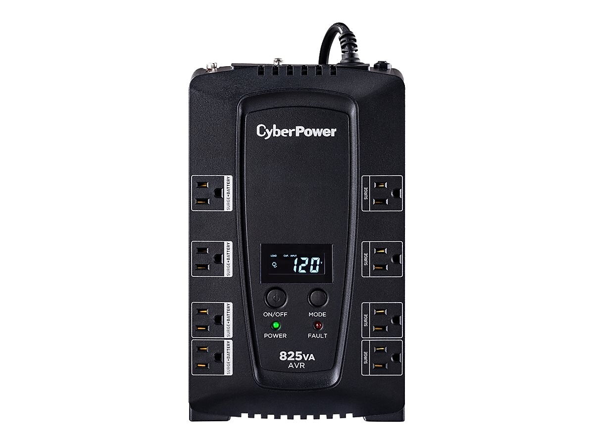 CyberPower Intelligent LCD UPS Series 825VA Battery Backup UPS, 8-Outlets, Black (T14237)