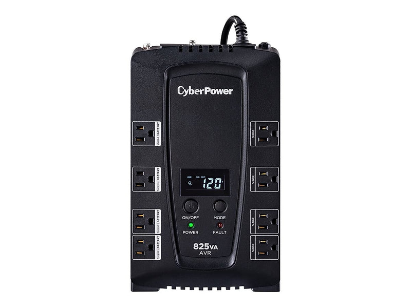 CyberPower Intelligent LCD UPS Series 825VA Battery Backup UPS, 8-Outlets, Black (T14237)