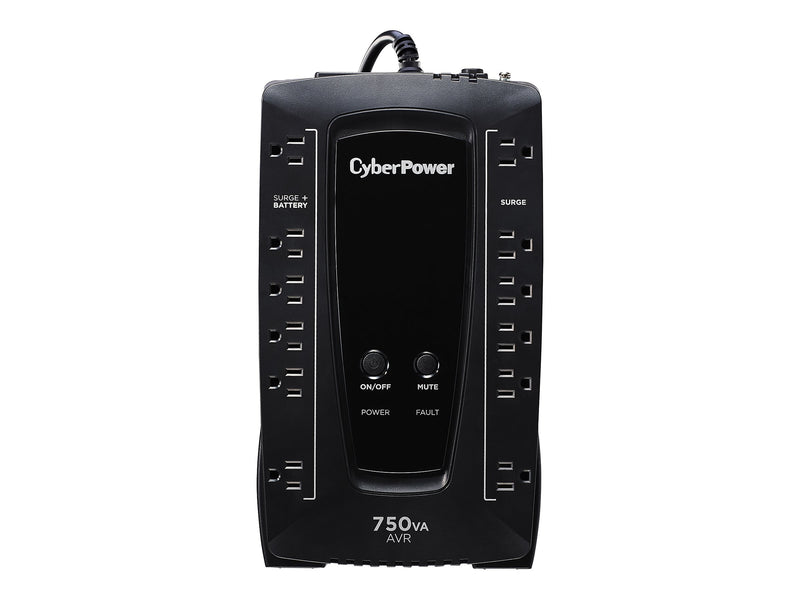 CyberPower AVR Series 750VA UPS, 12-Outlet, Black (AVRG750U)
