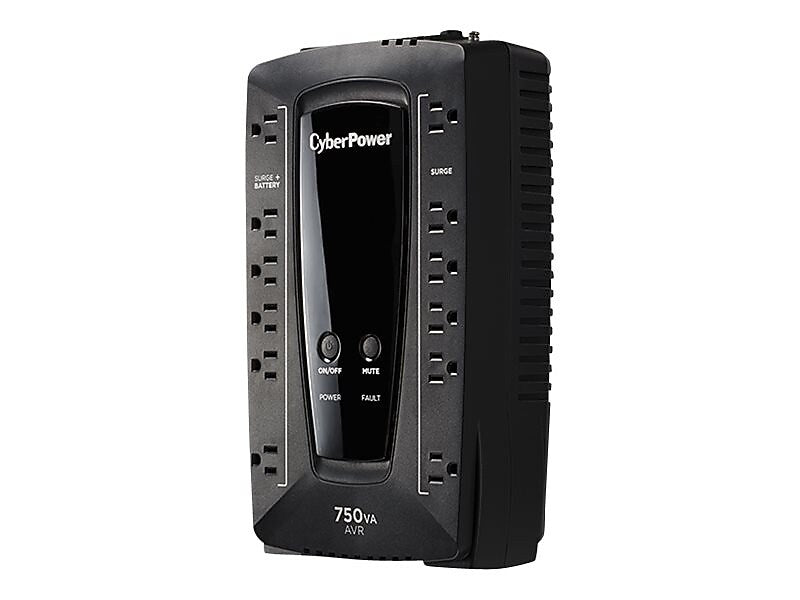 CyberPower AVR Series 750VA UPS, 12-Outlet, Black (AVRG750U)