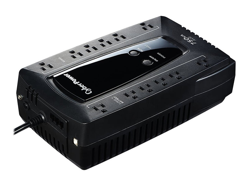 CyberPower AVR Series 750VA UPS, 12-Outlet, Black (AVRG750U)