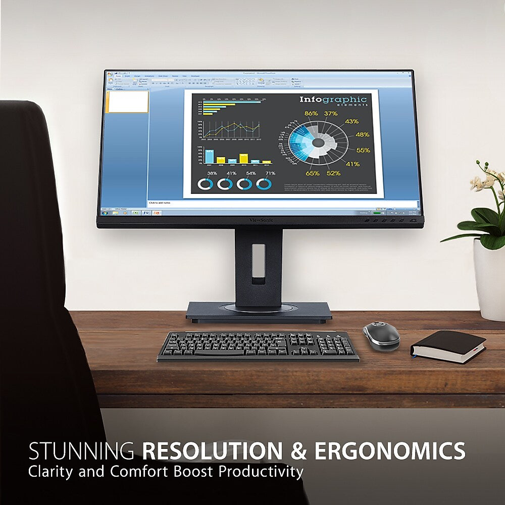 ViewSonic Ergonomic 24" 60Hz LCD Monitor, Black (VG2455-2K)