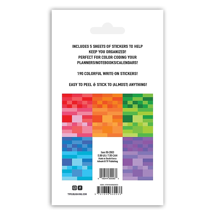 TF Publishing Rainbow Write-on Planner Color Coded Stickers, Assorted Colors, 190/Pack (99-2003)