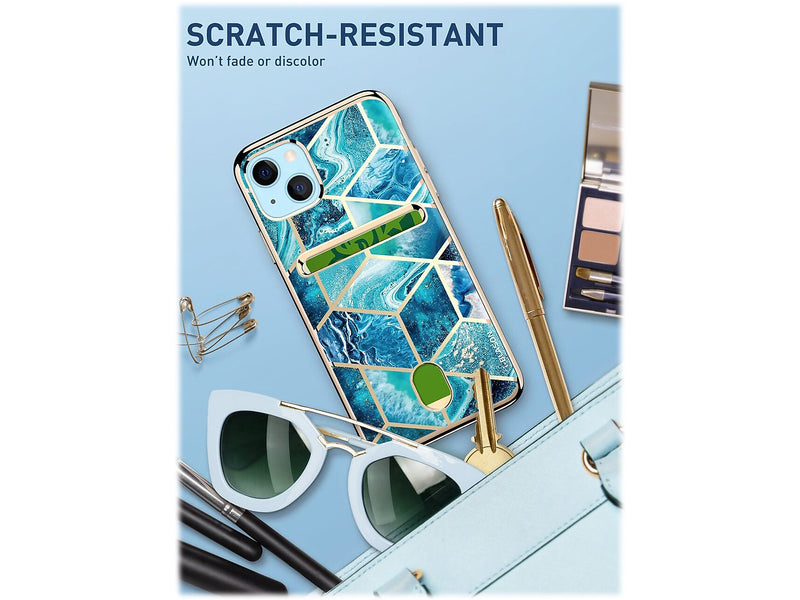 i-Blason Cosmo Ocean Blue Wallet Case for iPhone 13 (iPhone2021-6.1-CosCard-Ocean)